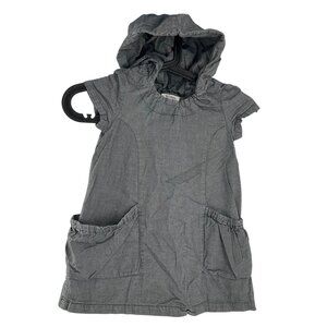 Motereta blue Hooded Short Sleeve Dress Pockets Made In Spain Size 3 100% Cotton